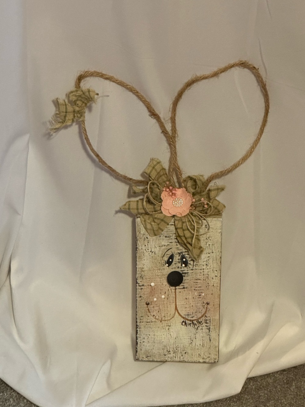 Hand-Painted Rustic Bunny Decor
